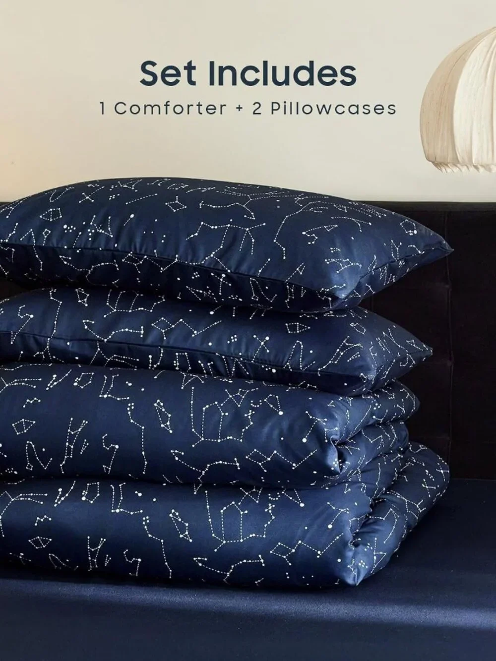 Constellation Comforter Set, Celestial Space Star Galaxy Astrology, Soft Lightwe